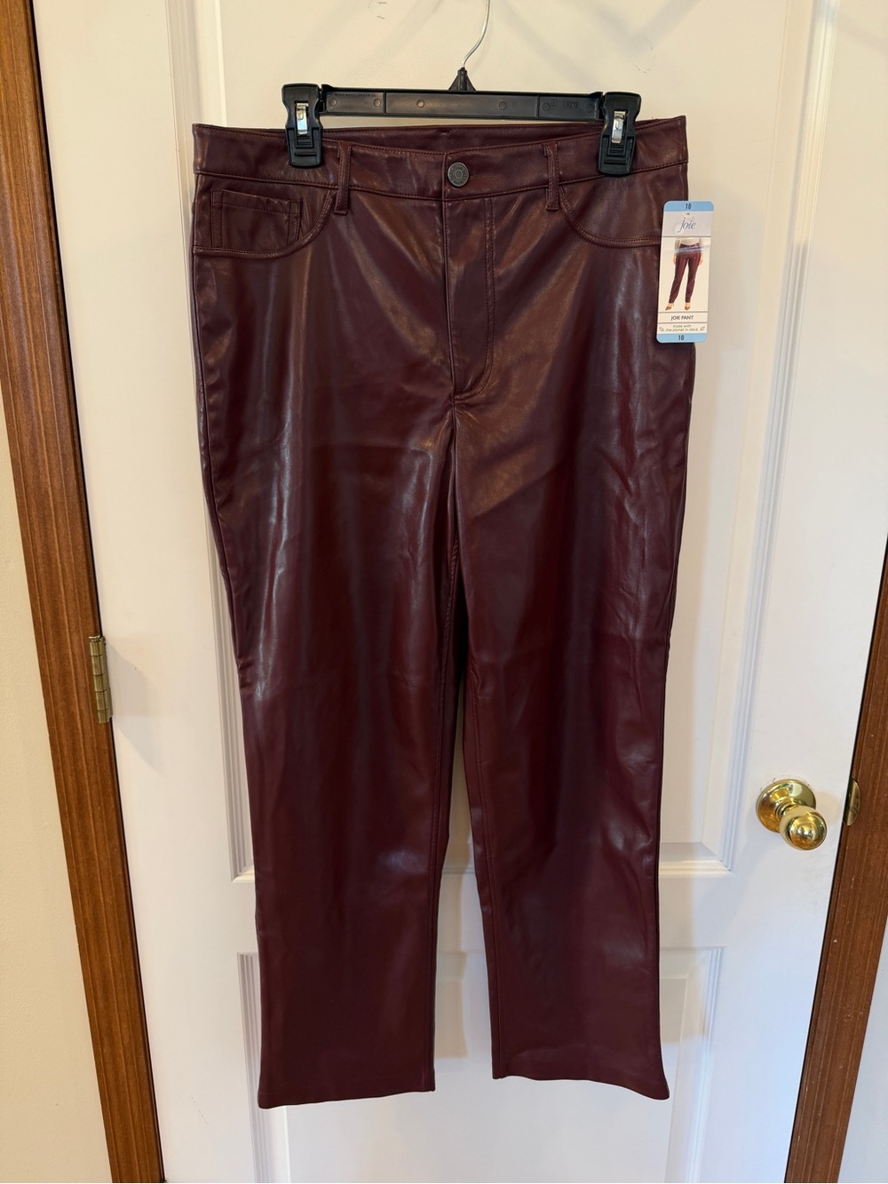 Joie NWT Size 10 Burgundy Faux Leather Pants Retail $148